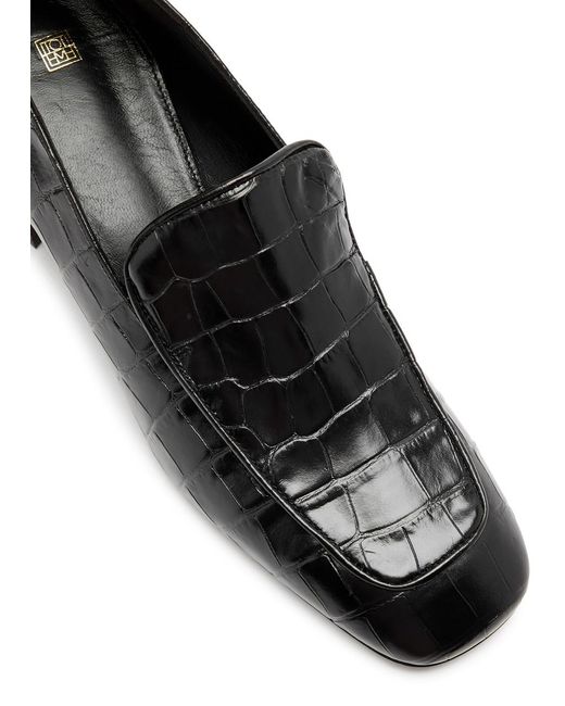 Totême  Black Totême 50 Crocodile-effect Leather Pumps