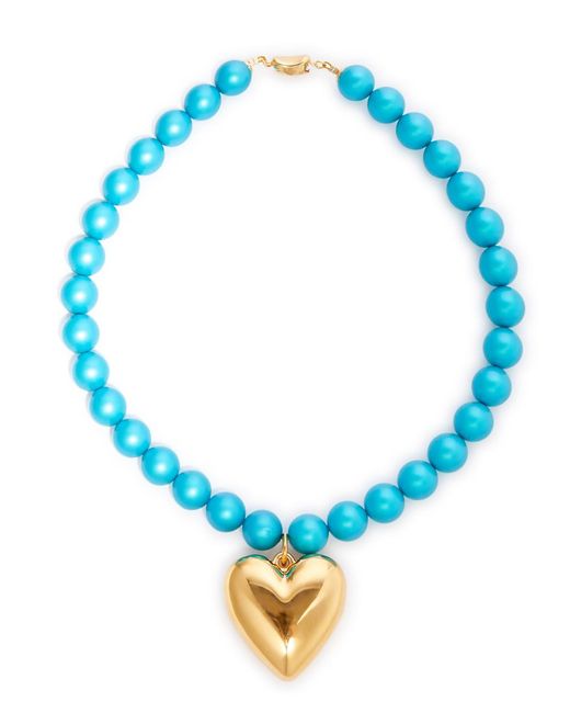 Timeless Pearly Blue Heart Mother-of-pearl Beaded Necklace