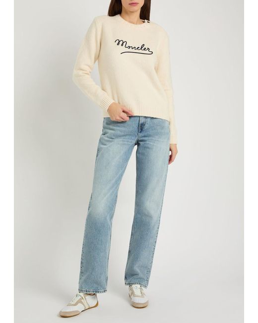 Moncler Natural Logo-Embroidered Cotton-Blend Jumper