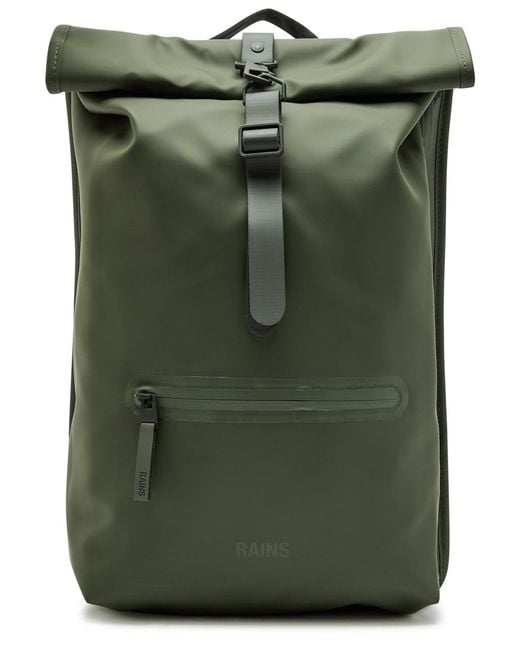 Rains Green Rolltop Waterproof Backpack for men