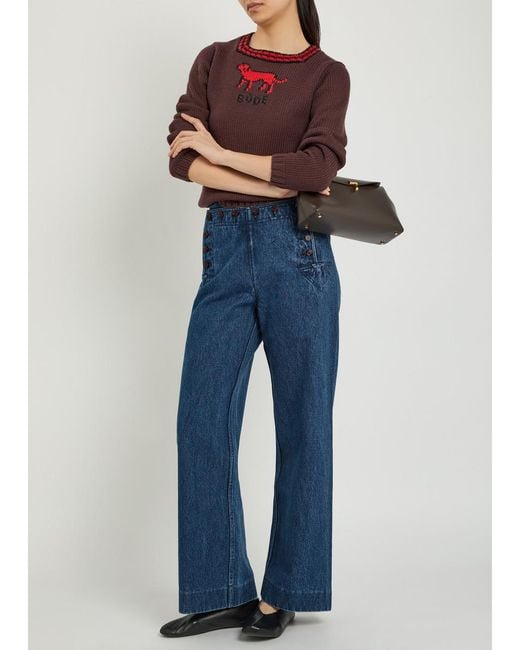 Bode Blue Sailor Wide-Leg Trousers
