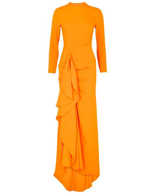 Solace London Orange Nia Ruffled Maxi Dress