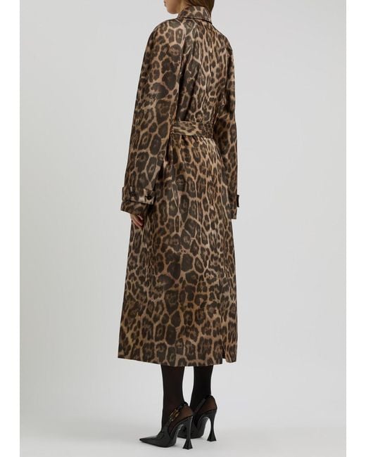 Stella McCartney Multicolor Leopard-Print Belted Woven Trench Coat