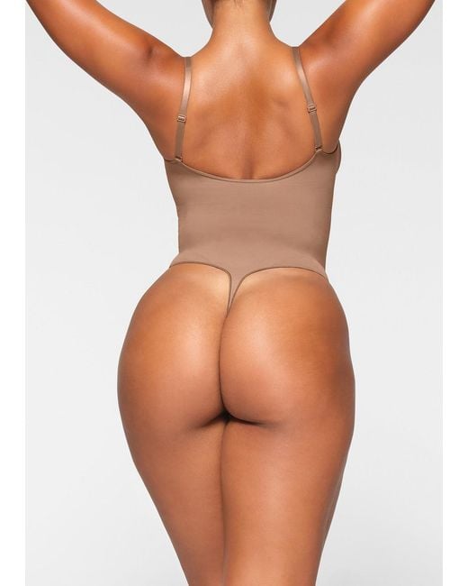 Skims Brown Seamless Sculpt Thong Bodysuit