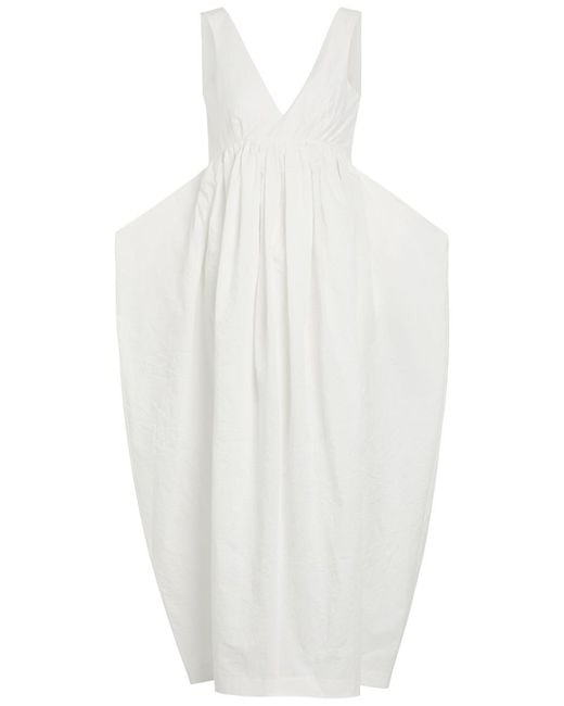 Rohe White Sculpted Cotton-Blend Poplin Maxi Dress