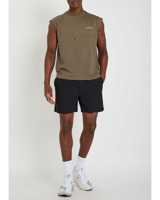 Satisfy Brown Mothtech Muscle Distressed Cotton T-Shirt for men