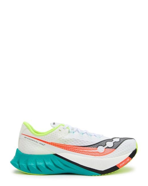 Saucony White Endorphin Pro 4 Panelled Mesh Trainers for men