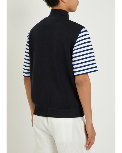 Raith Blue Davi Hybrid Panelled Stretch-Knit Gilet for men