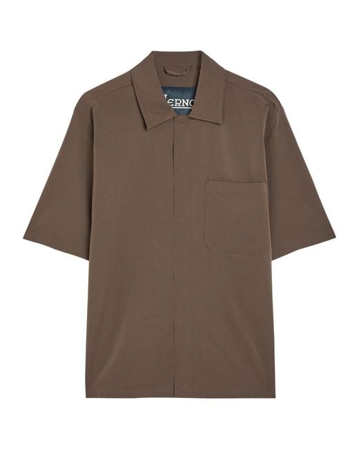 Herno Brown Striped Seersucker Shirt for men