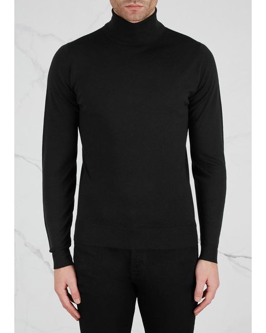 John Smedley Black Cherwell Merino Wool Jumper, Jumper, Merino Wool for men