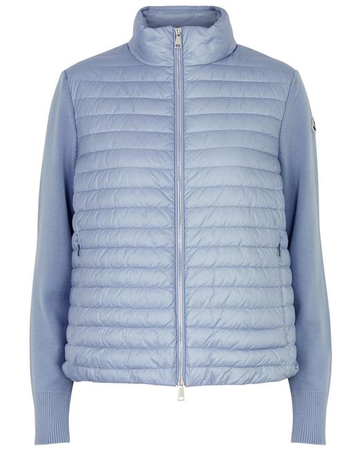 Moncler Blue Quilted Shell And Wool Jacket