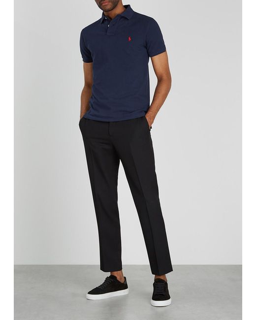 Polo Ralph Lauren Blue Slim Piqué Cotton Polo Shirt for men