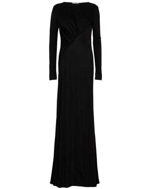 Saint Laurent Black Ruched Gown