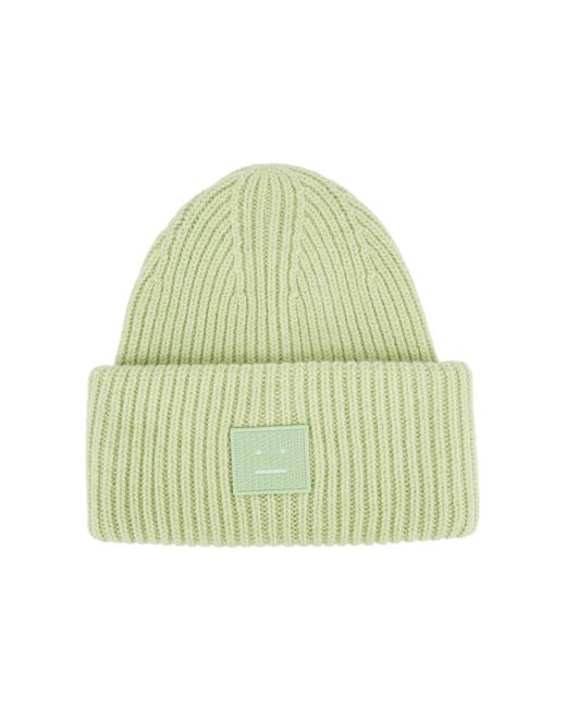 Acne Green Pansy Ribbed Wool Beanie