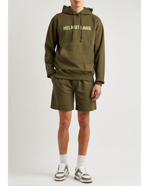 Helmut Lang Green Outer Space Logo Hooded Cotton Sweatshirt for men