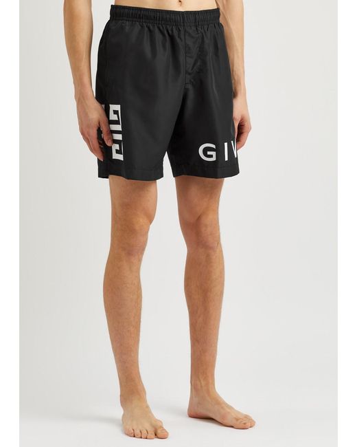 Givenchy Black Logo-Print Shell Swim Shorts for men