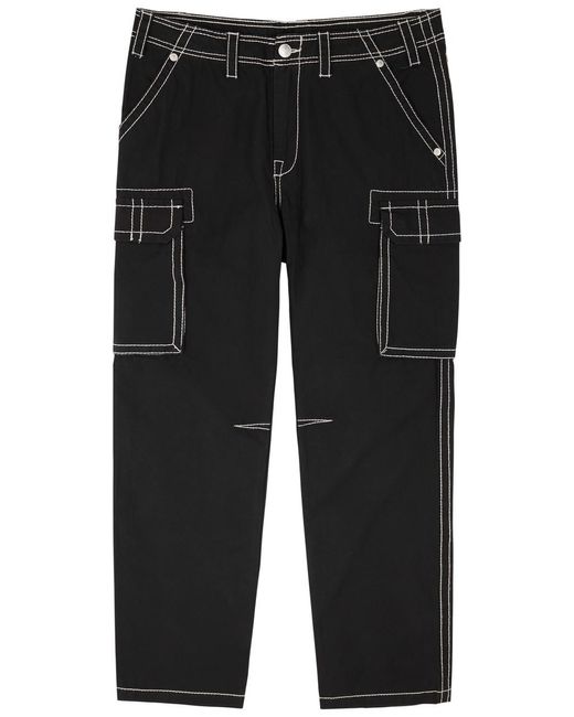 True Religion Embroidered Cotton Cargo Trousers in Black for Men Lyst
