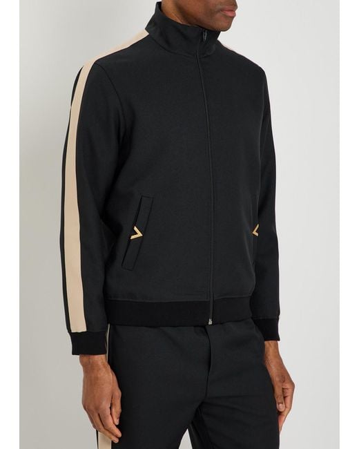 Valentino Garavani Black Panelled Jersey-Twill Track Jacket for men