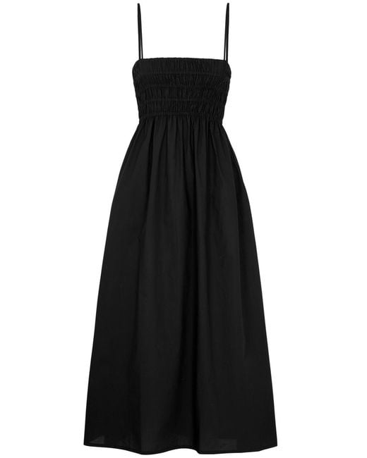 Faithfull The Brand Black Marieka Cotton-poplin Midi Dress