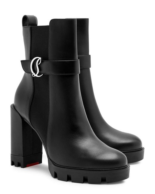 Christian Louboutin Black Chelsea Lug 115 Leather Platform Ankle Boots