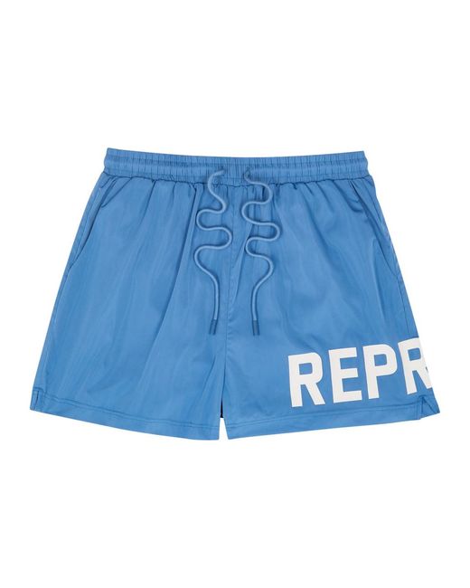 Represent Blue Logo-Print Nylon Swim Shorts for men