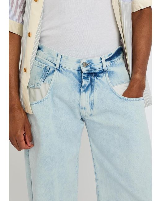 Maison Margiela Blue Exposed-Pocket Straight-Leg Jeans for men