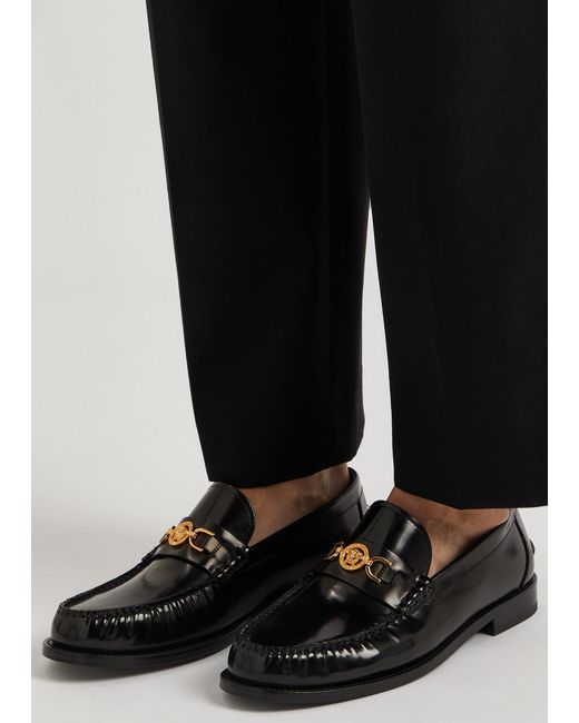 Versace Black Medusa Leather Loafers for men