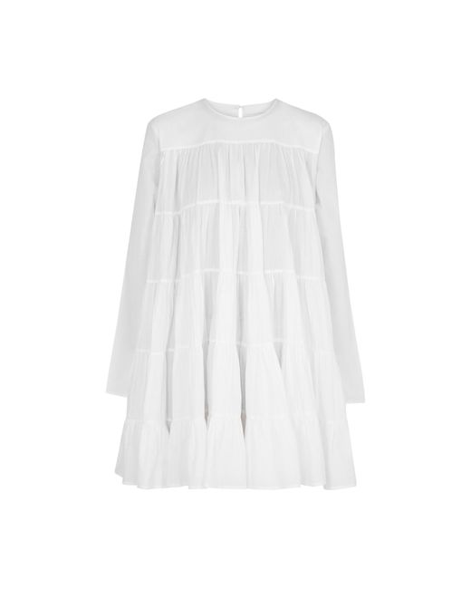 Merlette White Soliman Tiered Cotton Dress