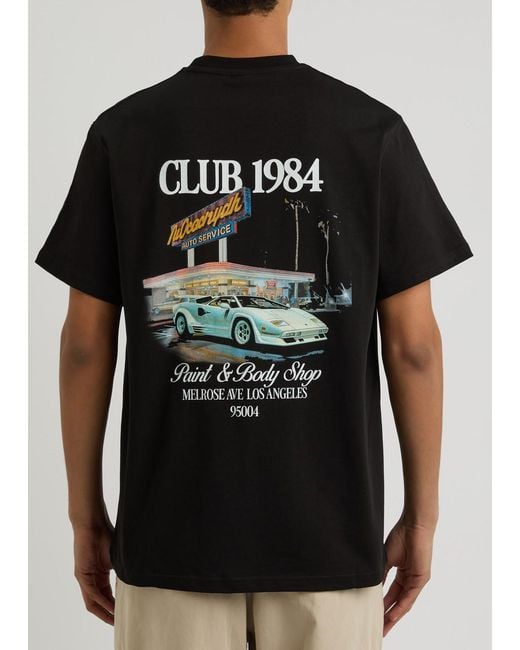 Club 1984 Black Body Shop Printed Cotton T-Shirt for men