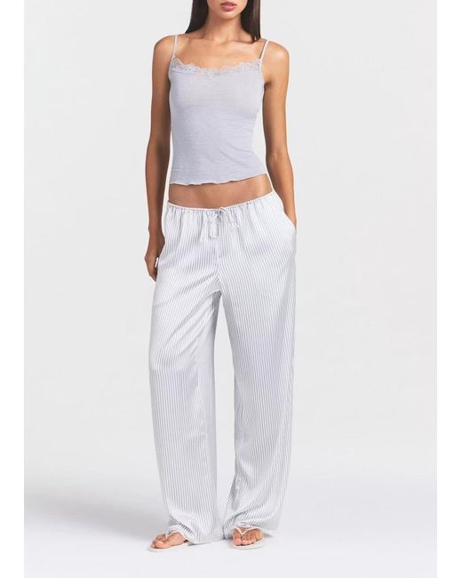 Skims Gray Lace-Trim Woven Shine Trousers