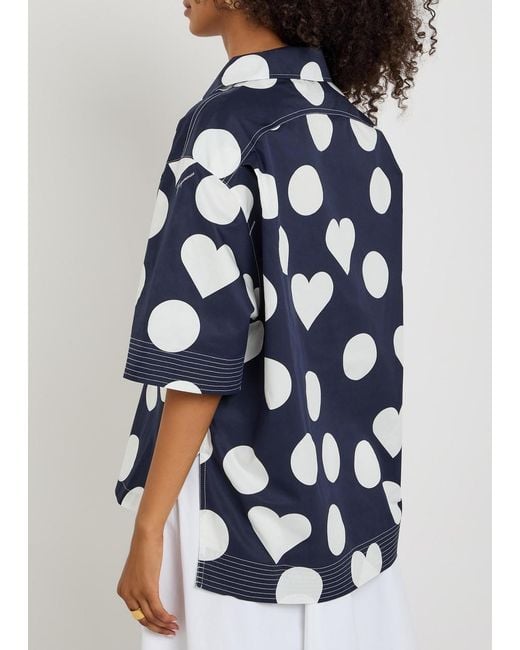 Jacquemus Blue La Chemise Marin Polka Dot Cotton-Poplin Shirt