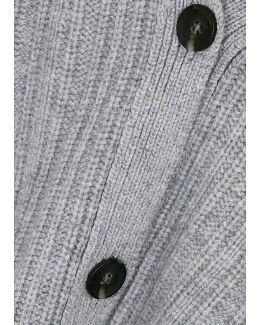 Helmut Lang Gray Wool And Cashmere-blend Cardigan