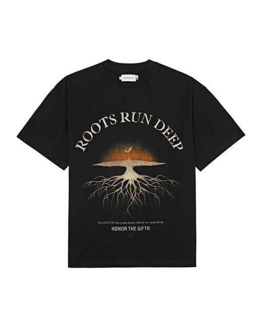Honor The Gift Black Roots Run Deep Printed Cotton T-Shirt for men