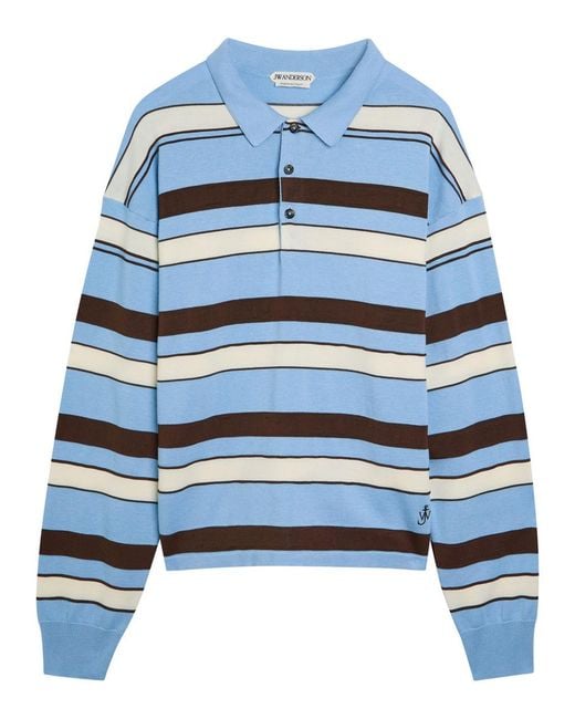 J.W. Anderson Blue Striped Knit Polo Shirt for men