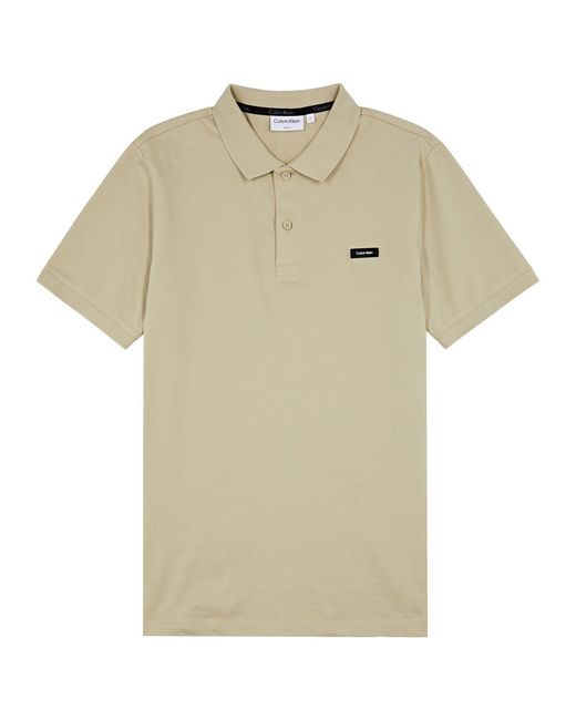 Calvin Klein Natural Logo Piqué Stretch-cotton Polo Shirt for men