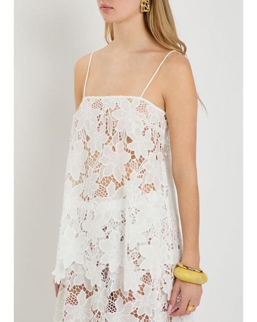 SOLAQUA White Camilla Mini Embroidered Guipure-Lace Top