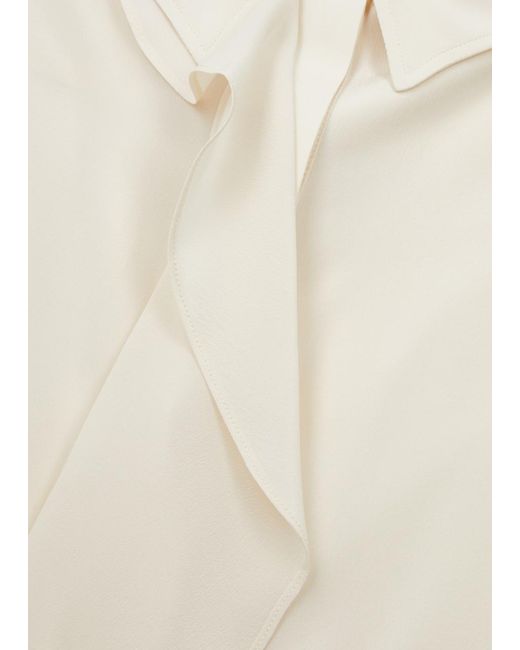 Victoria Beckham White Ruffled Silk Shirt