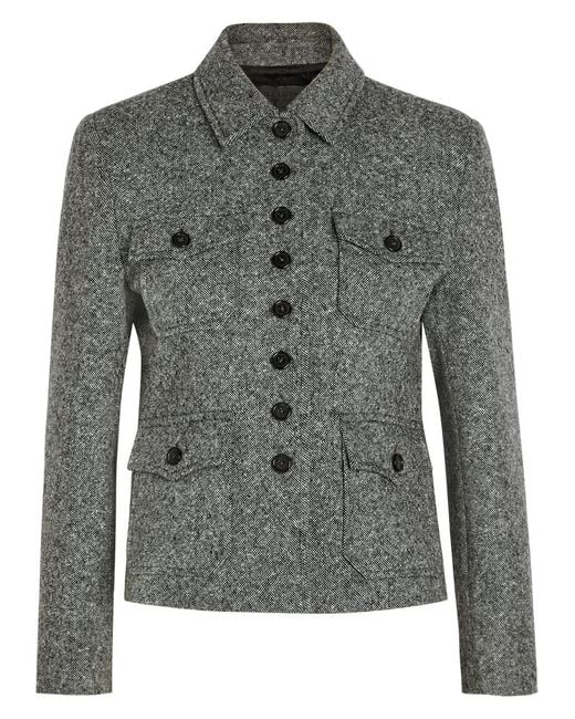 Nili Lotan Gray Jamison Cropped Wool-Blend Jacket