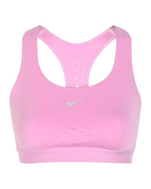 Nike Pink Swift Logo Stretch-Jersey Sports Bra