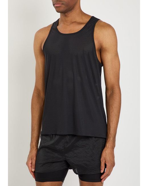 Literary Sport Black Jude Perforated Run Tank for men
