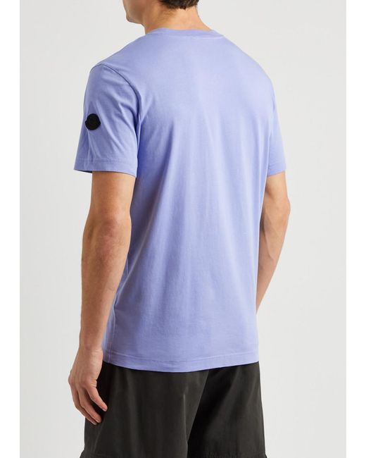 Moncler Blue Logo Cotton T-Shirt for men