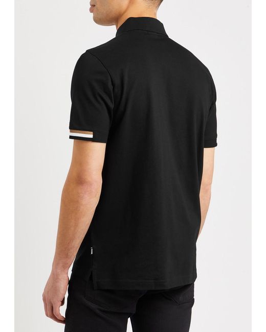 Boss Black Logo Piqué Cotton Polo Shirt for men