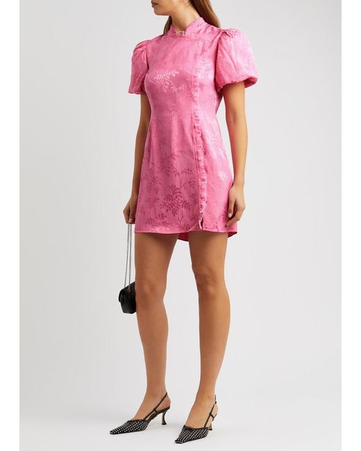 Kitri Pink Philippa Floral-jacquard Mini Dress