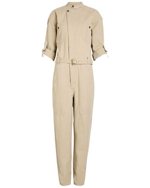 Isabel Marant Natural Nessime Panelled Cotton And Linen-Blend Jumpsuit