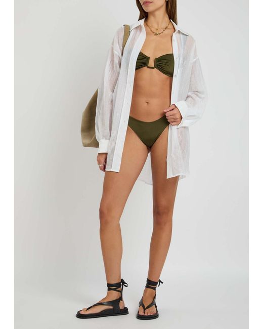 Away That Day Green Cannes Gathered Bikini Top