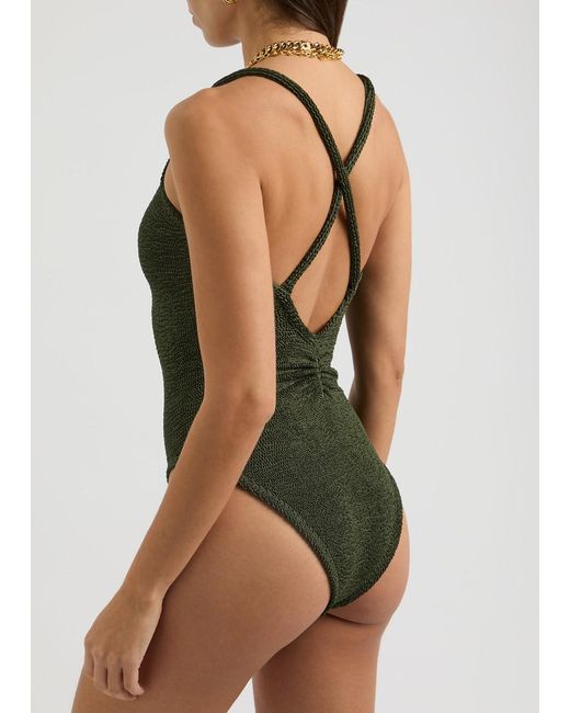 Hunza G Green Bette Seersucker Swimsuit