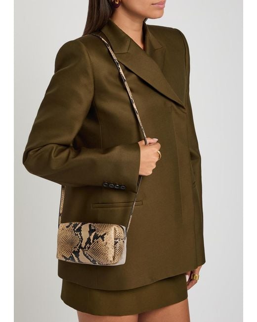 Khaite Brown Kye Mini Snake-Effect Leather And Suede Cross-Body Bag