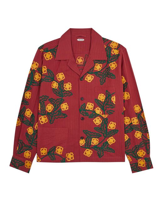 Bode Marigold Wreath Embroidered Cotton Shirt for men
