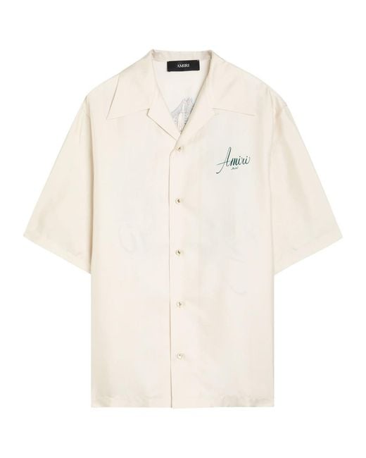 Amiri White Hotel Bowling Printed Silk Shirt for men