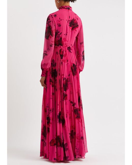 Erdem Red Floral-print Chiffon Gown